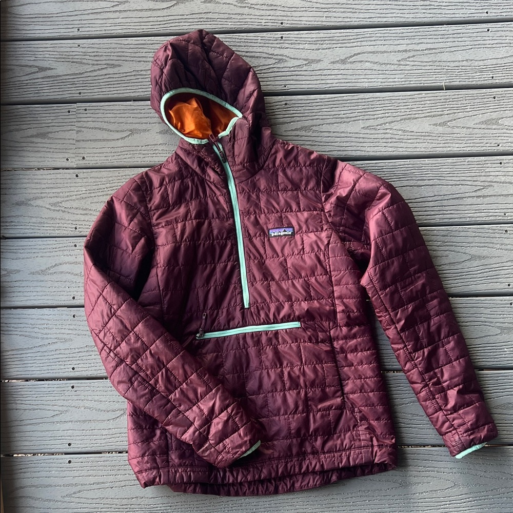 Patagonia Maroon Quilted Jacket with Orange Lining